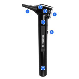 Otoscopio Riester E-SCOPE luz LED Fibra óptica negro