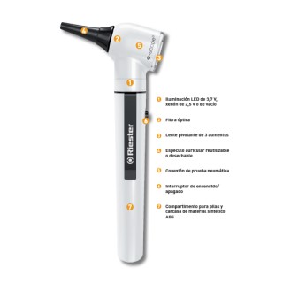 Otoscopio Riester E-SCOPE luz LED Fibra óptica blanco