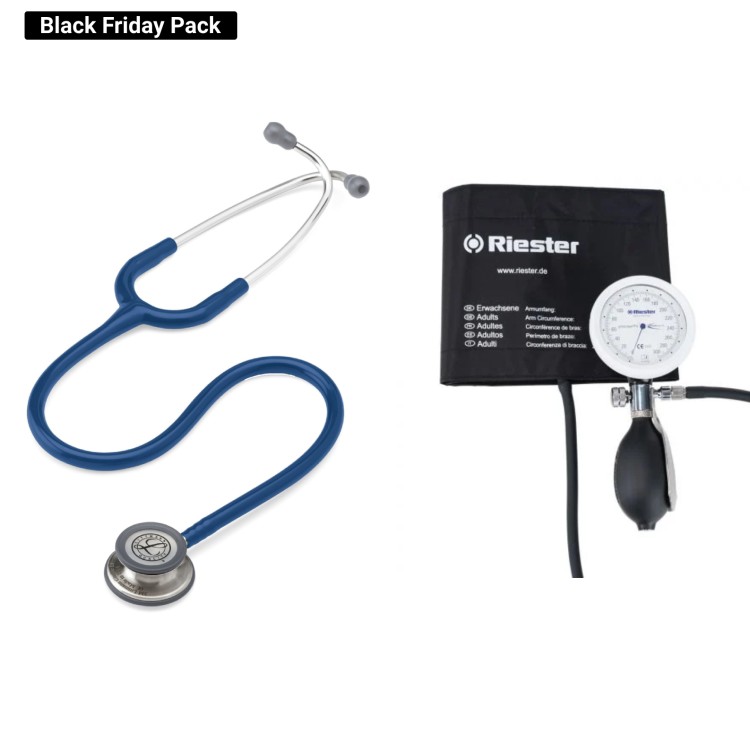 Pack Estetoscópio Littmann Classic III + monitor de pressão arterial Riester Minus II